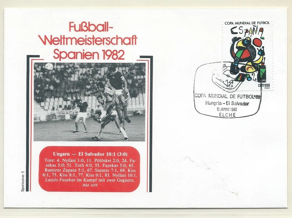 Spain World Championship Soccer 1982 cover ands cancel Match Hungary-Salvador - Image 1 of 1