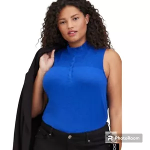 6X 30W Torrid Blue Heritage Slub Yugo ahumado Henley Tanque Royal Tejido Cuello simulado C - Imagen 1 de 7