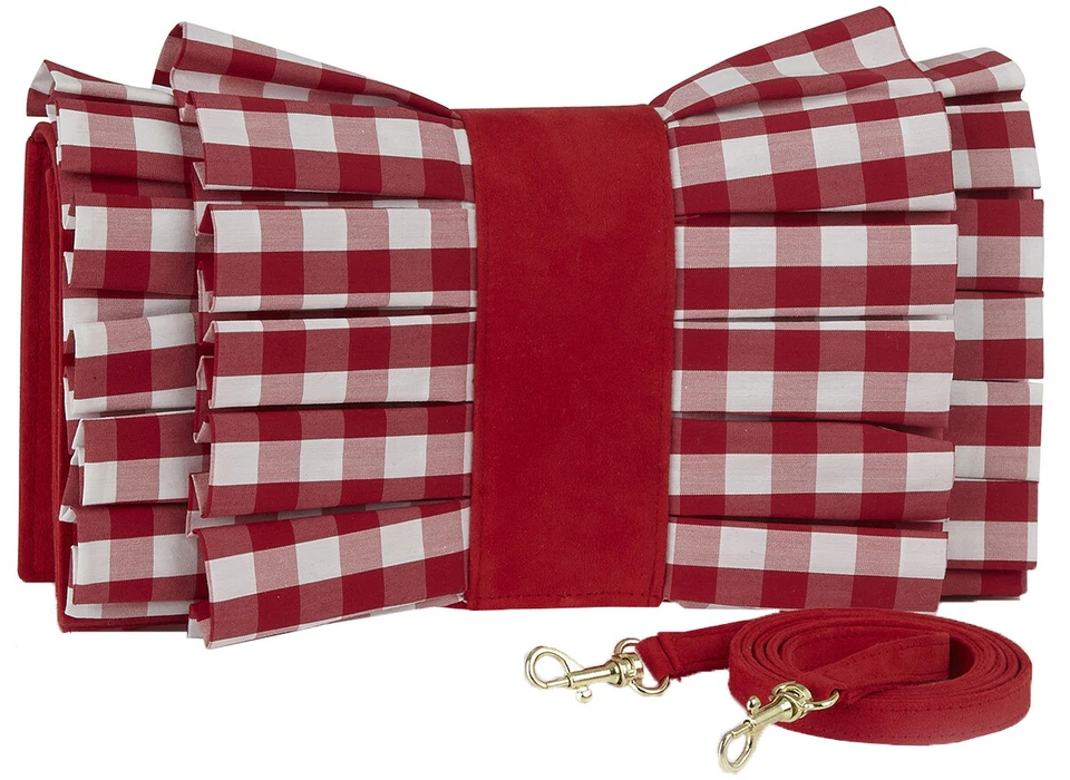 Ruby Shoo NASSAU Vintage CHECK Pepita BIG BOW Retro CLUTCH Tasche Rockabilly - Bild 1 von 1