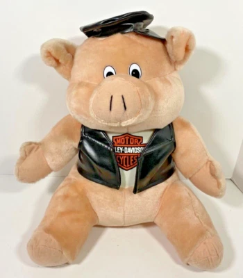 Harley Davidson 14" Cerdo Peluche Juguete Play-By-Play con Camisa Chaleco y Sombrero Foto 1 de 4