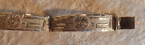 MEXICO PLATA HANDCRAFTED STERLING SILVER HINGED BRACELET GREEK KEY DESIGN - Picture 1 of 6