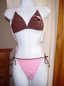 Bikini de cuerda Blue Point rosa/marrón talla 8 nuevo con etiquetas - Imagen 1 de 5