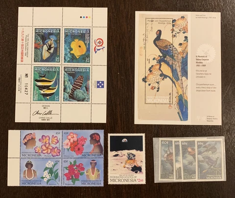 MICRONESIA MINT STAMP LOT INCLUDING BLOCKS AND A SHEET Cover