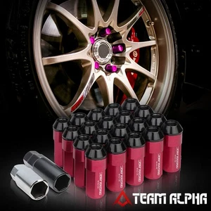 20x 12mmx1.5 {EXTENDED} Black Steel Body w/53mm Pink Aluminum Cap Rim Lug Nut - Picture 1 of 8
