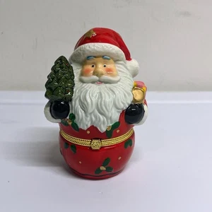 Caja de baratijas con bisagras de Papá Noel de 5" decoración de Navidad árbol regalos - Imagen 1 de 6