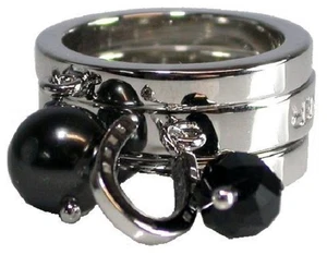 AIGNER A60327 Mädchen Damen 3er Ring Grösse 52 Anhänger Herz Messing Perle - Foto 1 di 2