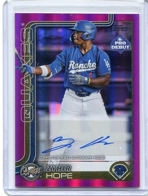 2025 Topps Pro Debut Zyhir Hope Fuchsia Auto Autograph #143/199 - Quakes - Image 1 of 2