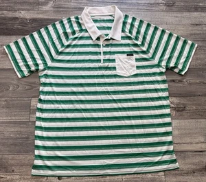 Oakley Striped Polo Shirt Mens Size 2XL Hydrolyx Green / White Short Sleeve - Picture 1 of 7
