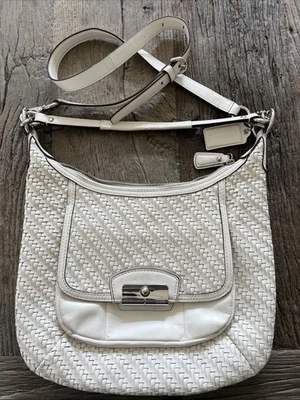 Bandolera Coach Kristin 1169-19314 de cuero tejido blanco 2 correas Foto 1 de 4