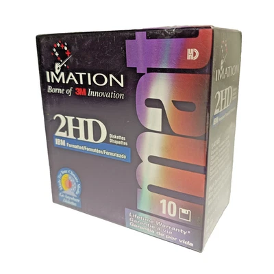 Boîte neuve scellée 10× disquettes Imation 2HD 3.5" 1.44 Mo - New Old Stock USA