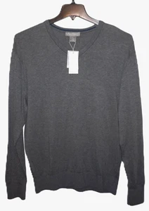 Mens Cashmere V-Neck Sweater Large Gray Signature Collection by Cremieux - Picture 1 of 3