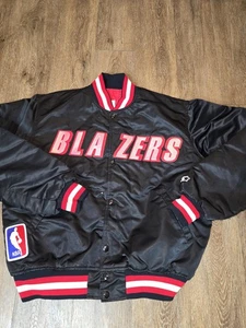 Chaqueta de satén Portland Blazers talla XL negra Starter NBA vintage - Imagen 1 de 9