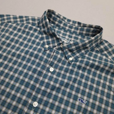 Vineyard Vines Shirt Mens 2XL XXL Green Classic Fit Whale Performance Button Up - Image 1 of 4