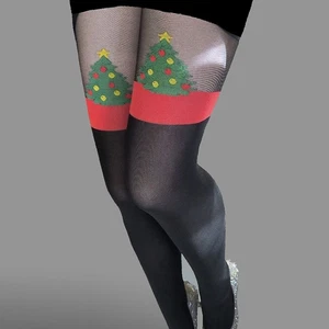 Collant semi-transparent de qualité style sapin de Noël Bon Prix bonneterie i... - Picture 1 of 4