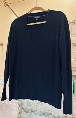 Banana Republic Men's Silk Cashmere Sweater Cardigan Size XL Black V Neck - Image 1 of 4