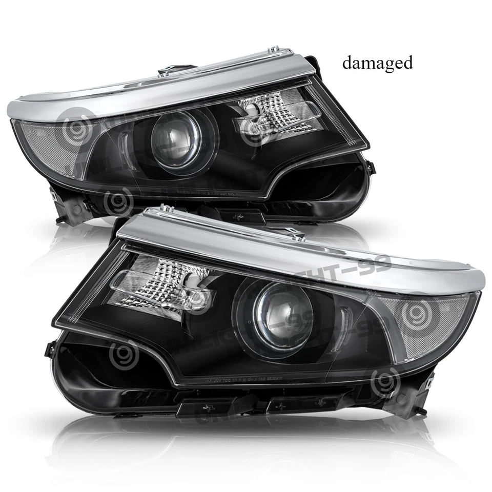 Halogen Model For 2011 2012 2013 2014 Ford Edge Black Headlight Headlamp Set - Image 1 of 1