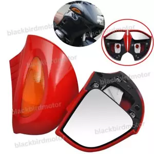 Pair Red Rearview Mirrors W/ Turn Signal Lens For BMW R1100RT R1150RT R1150 RTP - Picture 1 of 12
