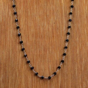 Collar de cuentas de ónix negro sólido 925 joyería hecha a mano para regalo - Imagen 1 de 3