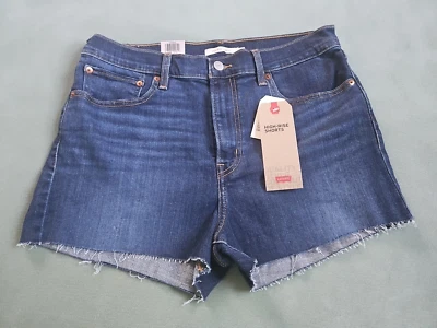 Pantalones cortos Levi's para mujer talla 12/31 lavado oscuro tiro alto denim corte entrepierna de 2,5" NUEVO Foto 1 de 4