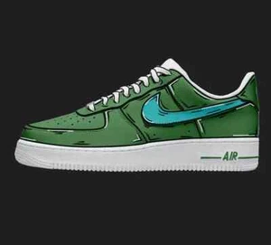 Air Force 1 Custom weiße Schuhe grün & türkis blau Cartoon Herren Damen Kinder - Bild 1 von 20