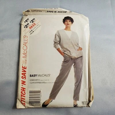 Vtg McCalls Stitch 'N Save Pattern 4623 Stretch Knit Cardigan Pants Sz 10 12 CUT - Image 1 of 3