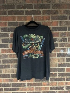 1989 VINTAGE 3D EMBLEM SUDDEN DEATH SKULL SNAKE T-SHIRT - Picture 1 of 6