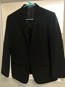 Van Heusen Boys Black 3-Piece Suit Set Size 16 Husky Calvin Klein Pants - Picture 1 of 9