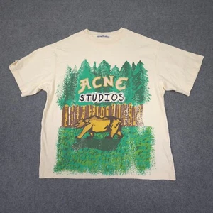Acne Studios Shirt Mens MEDIUM Yellow Bear Graphic Short Sleeve T Shirt Size M - Picture 1 of 12