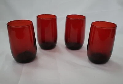 Vtg Anchor Hocking Royal Ruby Red Roly Poly Sm Juice Tumblers Set 4 Christmas - Image 1 of 4