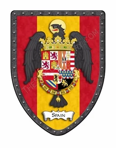 Spain Royal Coat of Arms Country Display Shield, SH503PDGHG-Spain-Eagle-Flag - Picture 1 of 12