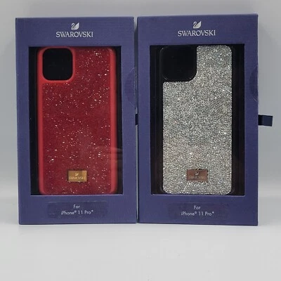 NEW LOT OF 2 RED BLACK SWAROVSKI CTYSTALS COVERED iPhone 11 PRO HARD CASE - Image 1 of 4