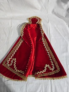 Vestment for Infant of Prague Statue Red Velvet Robe / Cape Gold Lace Trim 13" - Picture 1 of 7