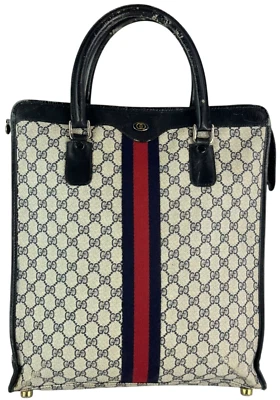 GUCCI Navy Blue Accessory Collection Ophidia Web Shopping Tote Bag Made in Italy - Image 1 of 4