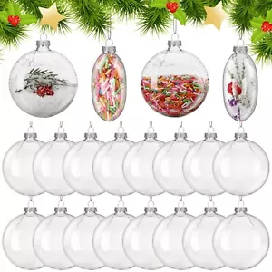 Liliful 24 Pcs Christmas Clear Glass Ornaments Fillable Flat Ball 3.15 Inch f... - Picture 1 of 6