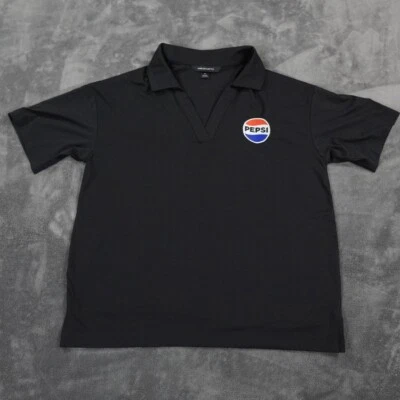 Pepsi Shirt Womens Medium Black Embroidered Globe Logo Polo Mercer Mettle - Image 1 of 4