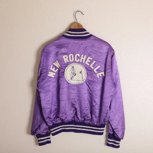 Vintage 50s 1950s Fitt-Bro Athletic Satin Jacket New Rochelle Purple Size 40 M - Picture 1 of 15