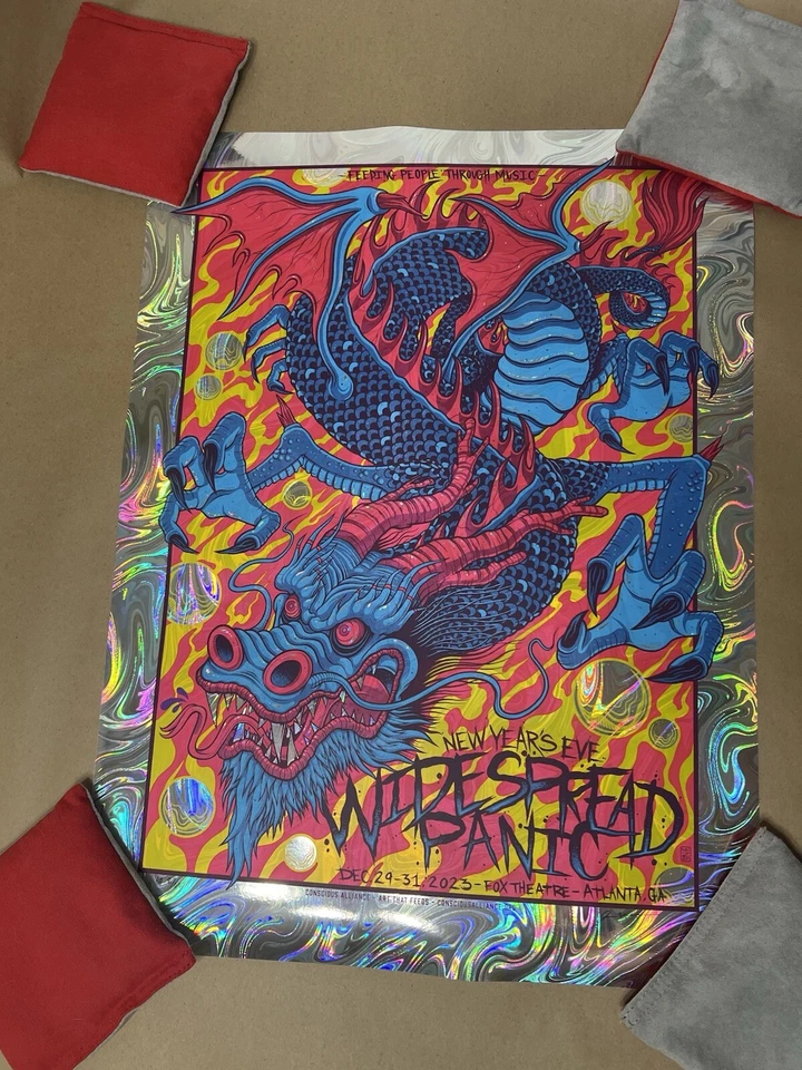 Póster SWIRL FOIL Widespread Panic Año Nuevo Atlanta 2023 FIRMADO S/N #/65 AP Foto 1 de 1