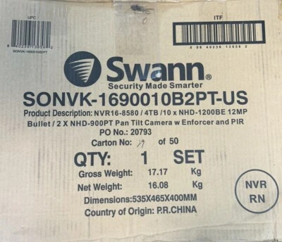 Swann Home Security Camera System with 4TB HDD, 16 Channel 12 Cam, POE Cat5e - Image 1 of 4