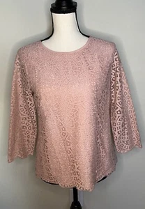 J.Crew Womens Blouse 6 Pink Blush Scallop Lace Lined Long Sleeve Career Formal - Picture 1 of 10