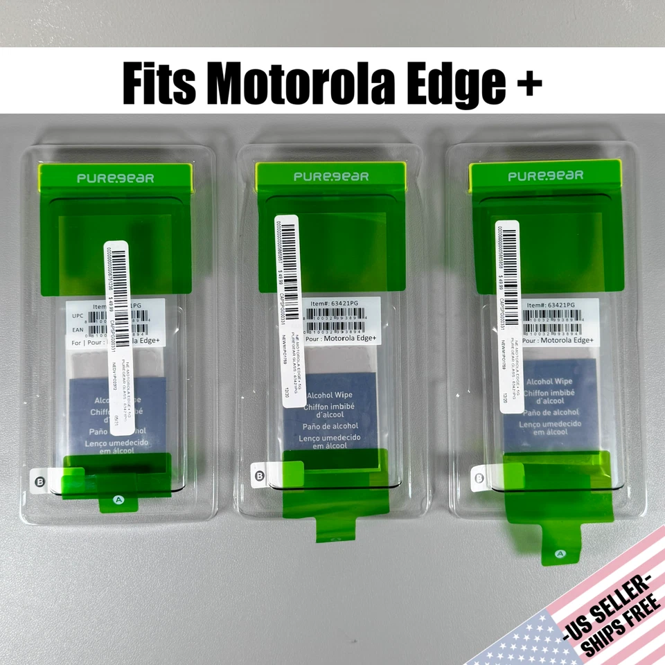 Pure Gear Screen Protectors for Motorola Edge+ 2020 - 3x HD Clear Glass | 6.7" - Image 1 of 4