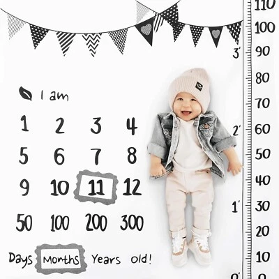 Regalo Bebé Mensual Hito Manta Rastreador de Crecimiento Recién Nacido Meses Días Decoración Foto 1 de 4