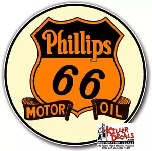 (PHIL9) 6" TONDO PHILLIPS 66 NASTRO SCUDO MOTORE OLIO BENZINA DECALCOMANIE ADESIVO - Foto 1 di 1