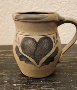 Rowe Cambridge Pottery Salt Glaze Stoneware Heart Pitcher Creamer Handthrown - Picture 1 of 10