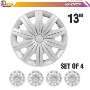 4X 13" Wheel Hub Caps Silver Fits R13 Tires Rim All Makes Models Wheel Cover Kit - Picture 1 of 9