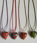 Love Heart Necklace Green, Lilac, Red, Beige Lampwork Glass + gift bag