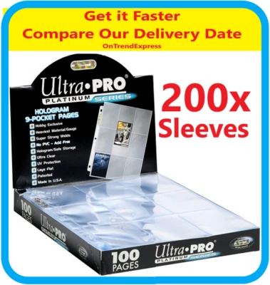 TARJETA COLECCIONABLE HOLOGRAMA PLATINO ULTRA PRO 9 FUNDAS DE BOLSILLO 2 x 100 (200) PÁGINAS Foto 1 de 4
