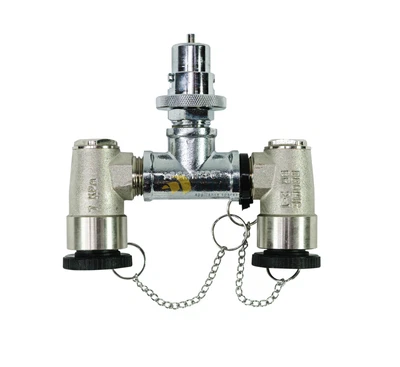 SINGLE TO DUAL GAS BAYONET DOUBLE ADAPTER WITH 2 DUST PLUGS OPENS - image 1 of 4