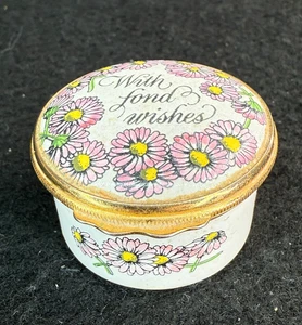 Bilston and Battersea Enamels Trinket Box titled With Fond Wishes - England - Picture 1 of 8