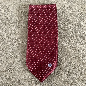 Versace V2 klassische rote Krawatte geometrisches Muster Flüssigseide glänzend 3,75" W 55" L - Bild 1 von 9