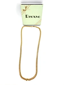 Reoxvo Mens Gifts Cuban Link Chain Gold/Stainless Steel Mens Necklaces 5mm NIB - Picture 1 of 3